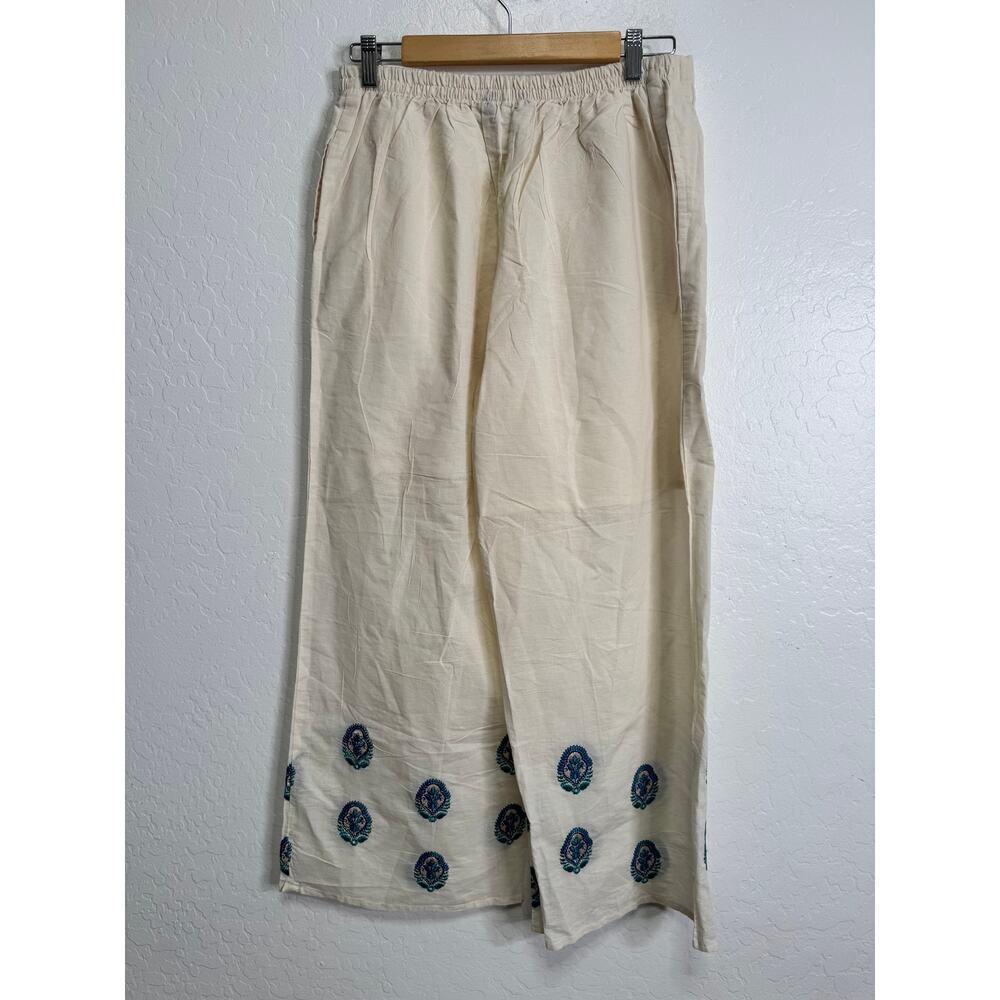 Medium Cotton Wide Leg Embroidery Boho Pants